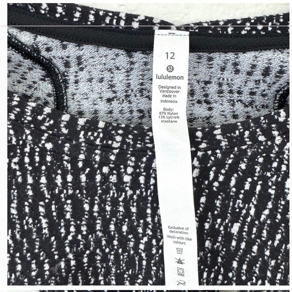 Lululemon Women's Runderful Long Sleeve Active Top Jacquard Black White Size 12 - Picture 7 of 10